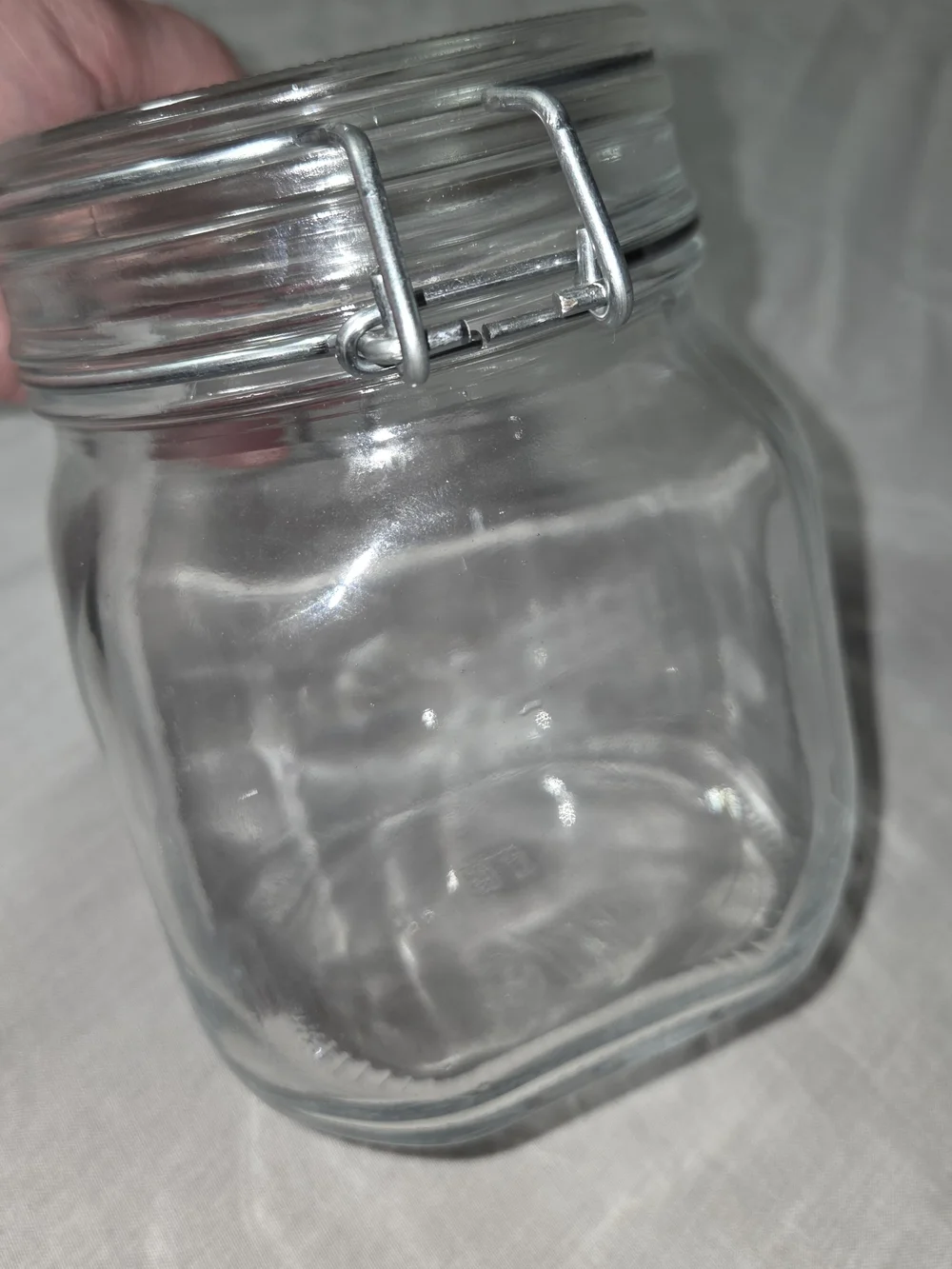 Vintage BORMIOLI ROCCO FIDO-Style Clear Glass Airtight Storage Jar Made In Italy